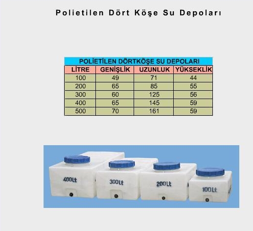 polietilen koseli yatay su depolari